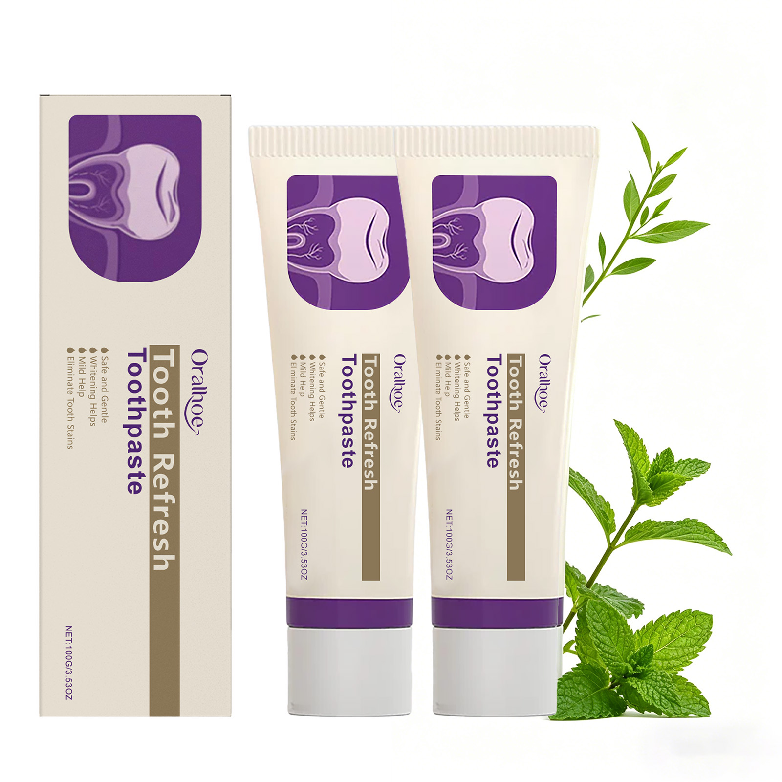 Teeth Whitening Treatment - Tooth Refresh Whitening Minty Toothpaste Natural