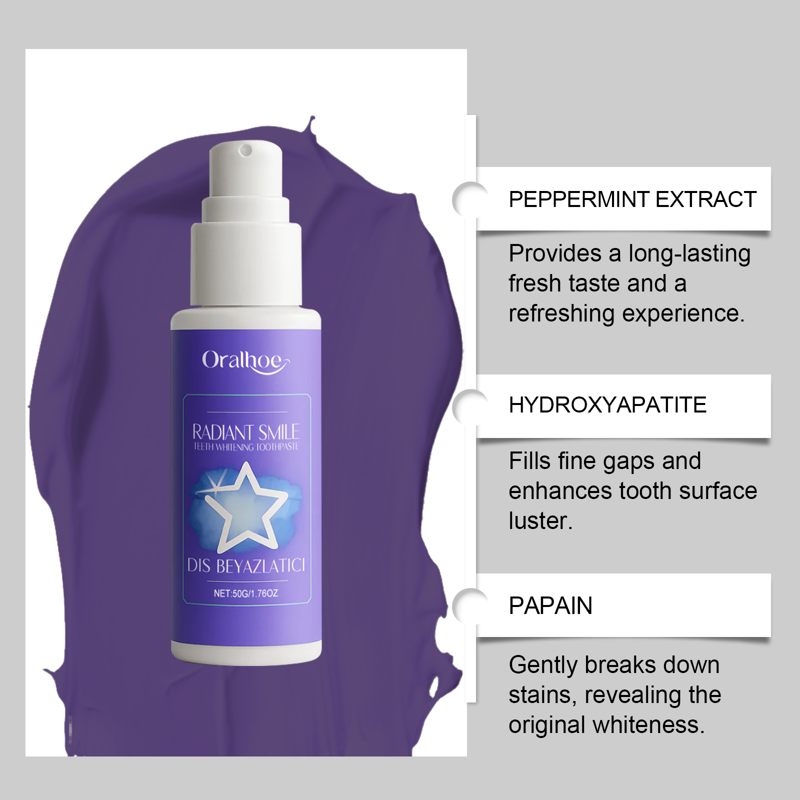 ORALHOE 50g Purple Teeth White - Teeth Whitening Or Bleaching recension och pris